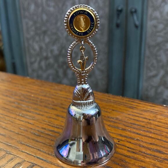 Iowa Hawkeye State Hanging Corn Bell Pewter Vintage Decorative Made in USA - Picture 2 of 9